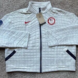 TECH PACK THERMA FIT OLYMPIC TEAM USA WOMENS JACKET SIZE OVERSIZED BLUE RED